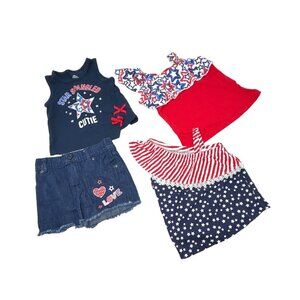 Little Girl's - Patriotic Shorts & 3 Red, White & Blue Shirts - Size‎ 2